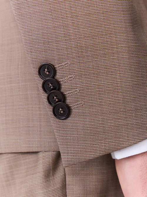 Costume 2 pièces slim en laine beige foncé - Father & Sons   - 6 