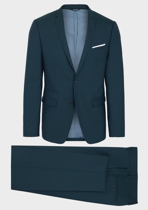 Costume 2 pièces Slim en laine unie bleue - Father & Sons   - 7 