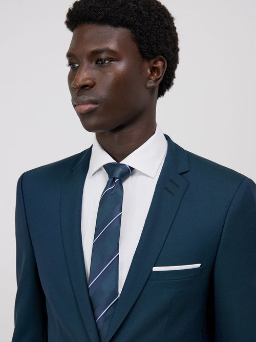 Costume 2 pièces Slim en laine unie bleue - Father & Sons   - 6 