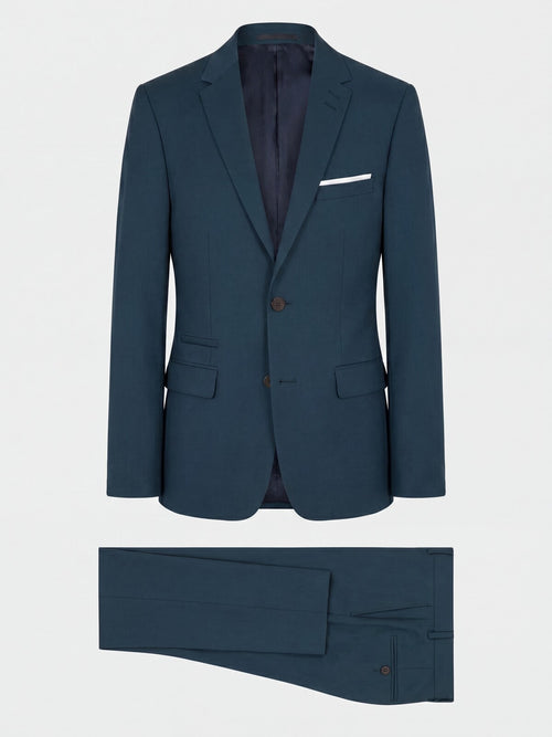 Costume 2 pièces Slim en laine unie bleue - 1 - Father & Sons   - 1 