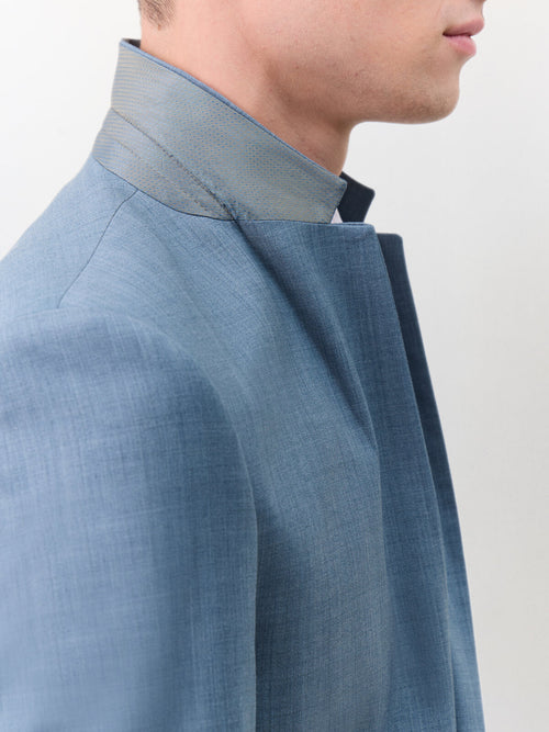 Costume 2 pièces slim en laine bleu céruléen - Father & Sons   - 4 