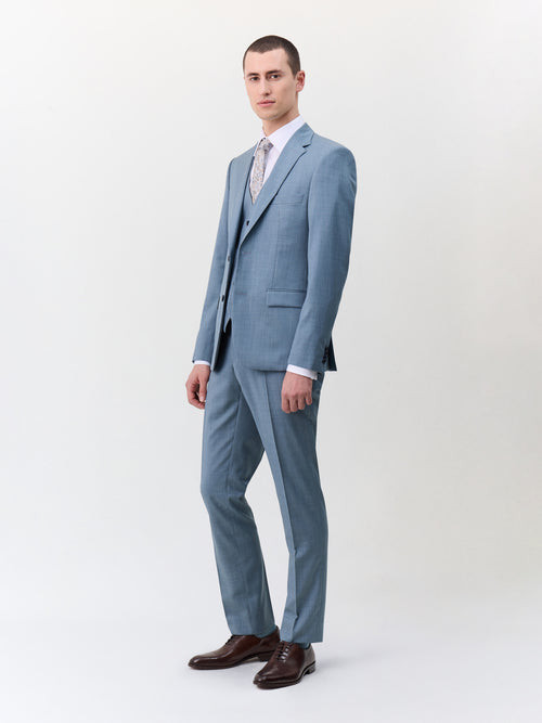 Costume 2 pièces slim en laine bleu céruléen - Father & Sons   - 3 