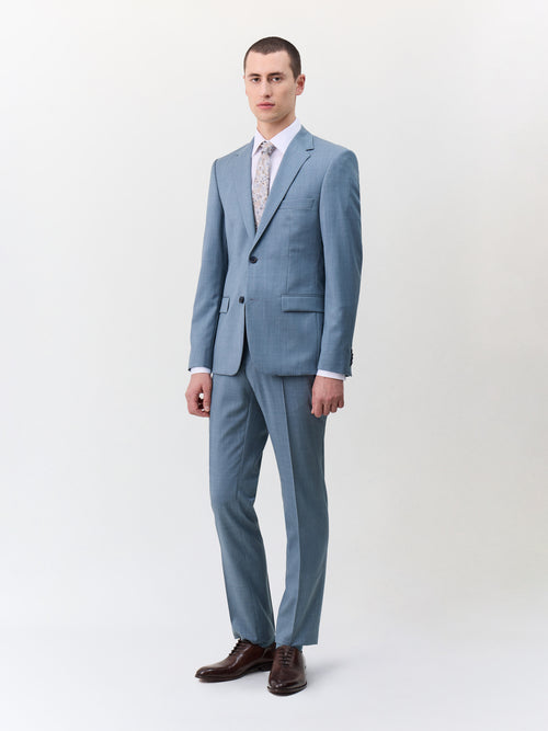 Costume 2 pièces slim en laine bleu céruléen - 1 - Father & Sons   - 6 