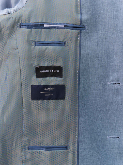 Costume 2 pièces slim en laine bleu céruléen - Father & Sons   - 7 