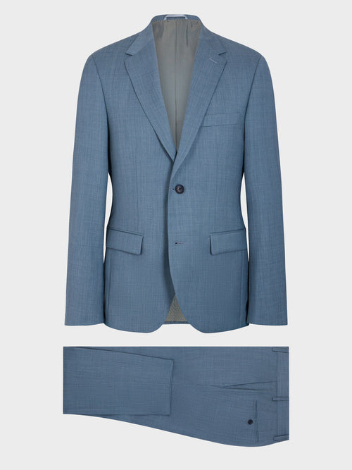 Costume 2 pièces slim en laine bleu céruléen - Father & Sons   - 8 