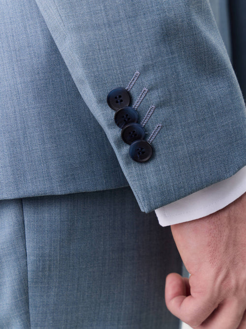 Costume 2 pièces slim en laine bleu céruléen - Father & Sons   - 6 