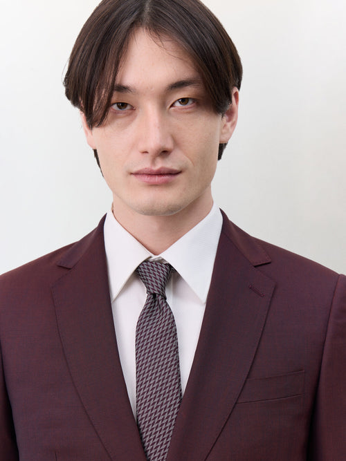 Costume 2 pièces slim en laine bordeaux - Father & Sons   - 4 