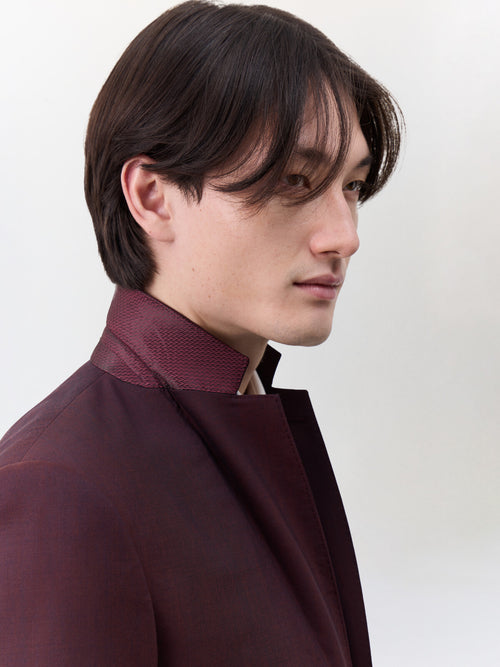 Costume 2 pièces slim en laine bordeaux - Father & Sons   - 5 