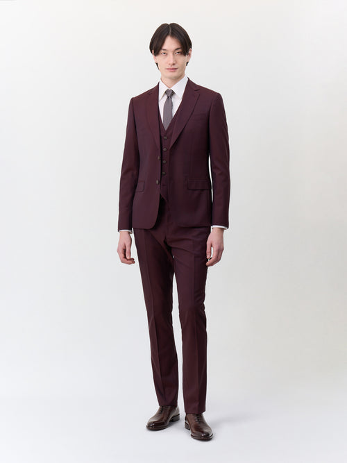 Costume 2 pièces slim en laine bordeaux - 1 - Father & Sons   - 14 
