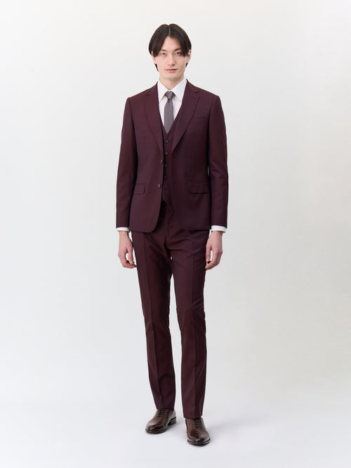 Costume 2 pièces slim en laine bordeaux - Father & Sons   - 3 