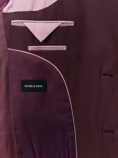 Costume 2 pièces slim en laine bordeaux - Father & Sons   - 6 