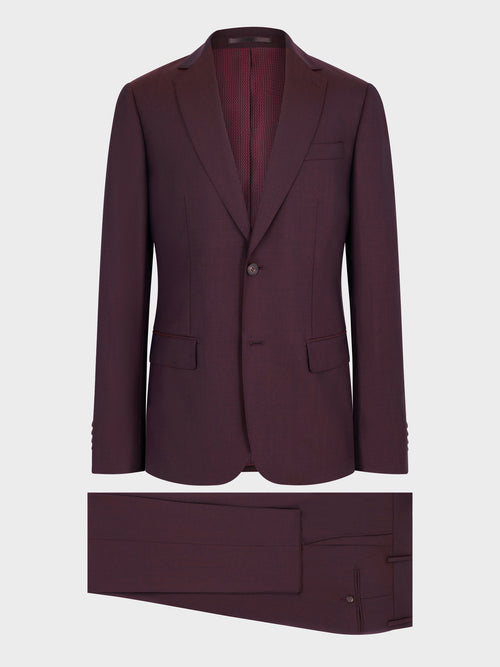 Costume 2 pièces slim en laine bordeaux - Father & Sons   - 8 