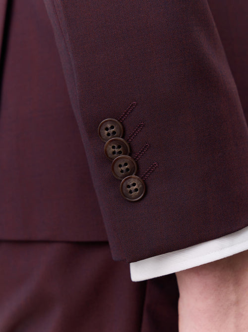 Costume 2 pièces slim en laine bordeaux - Father & Sons   - 7 