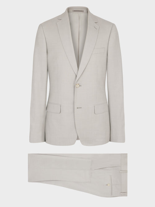 Costume 2 pièces slim en laine greige - Father & Sons   - 7 
