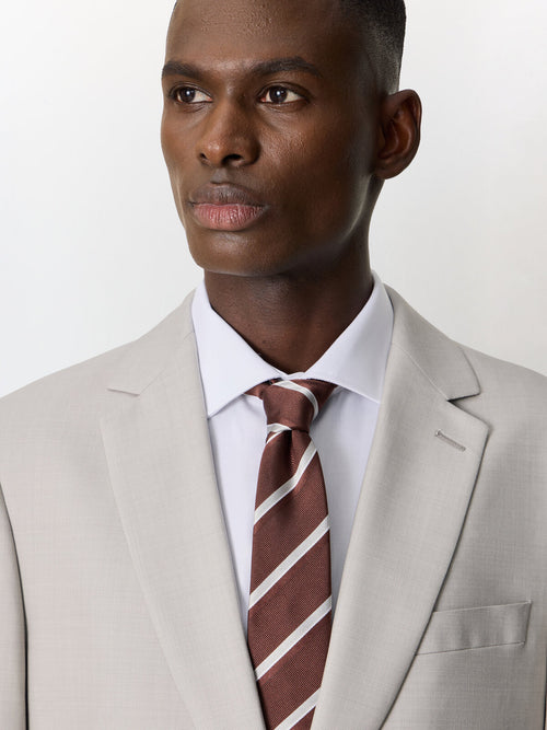 Costume 2 pièces slim en laine greige - Father & Sons   - 3 