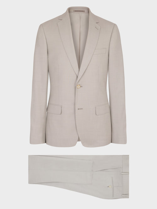 Costume 2 pièces slim en laine greige - 1 - Father & Sons   - 5 