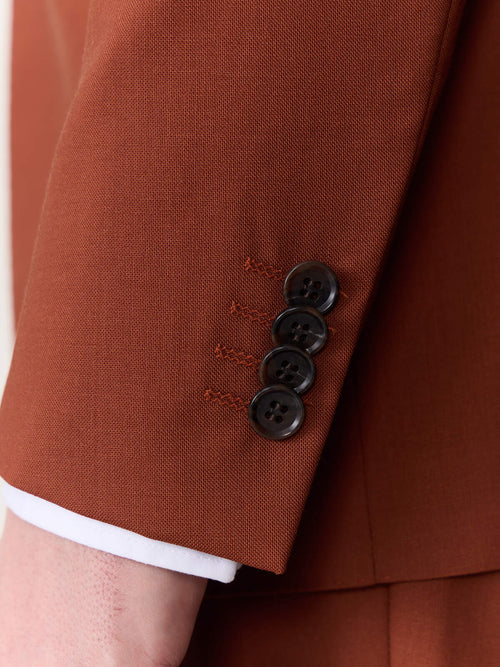 Costume 2 pièces slim en laine terracotta - Father & Sons   - 5 