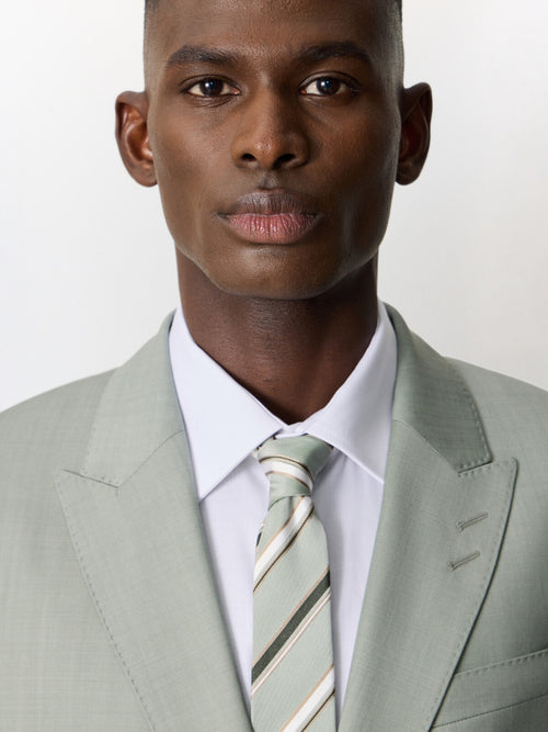 Costume 2 pièces slim en laine vert d'eau - Father & Sons   - 4 