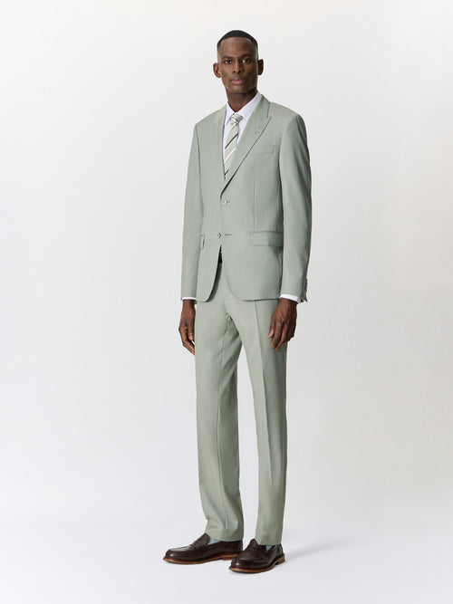 Costume 2 pièces slim en laine vert d'eau - 1 - Father & Sons   - 5 