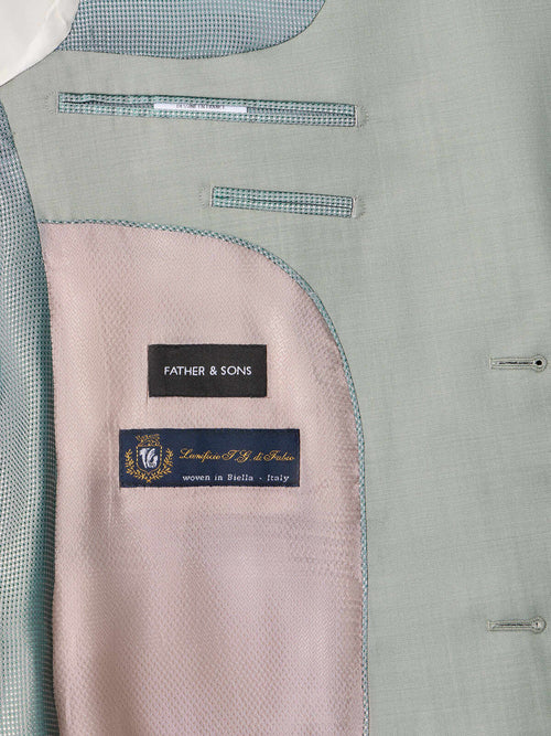 Costume 2 pièces slim en laine vert d'eau - Father & Sons   - 7 