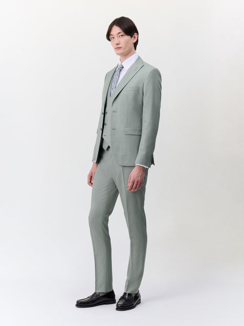 Costume 2 pièces slim en laine vert d'eau - 1 - Father & Sons   - 1 