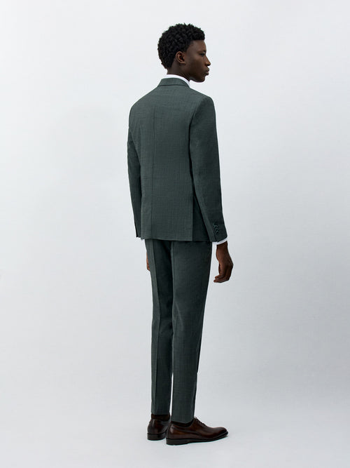 Costume 2 pièces Slim en laine mélangée vert foncé - 2 - Father & Sons   - 4 