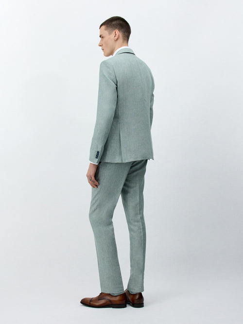 Costume 2 pièces Slim en laine et lin vert d'eau - 2 - Father & Sons   - 16 