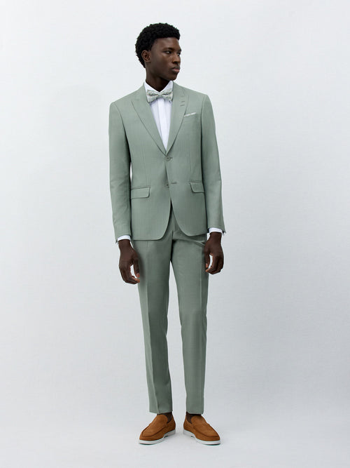 Costume 2 pièces Slim en laine vert d'eau - Father & Sons   - 7 