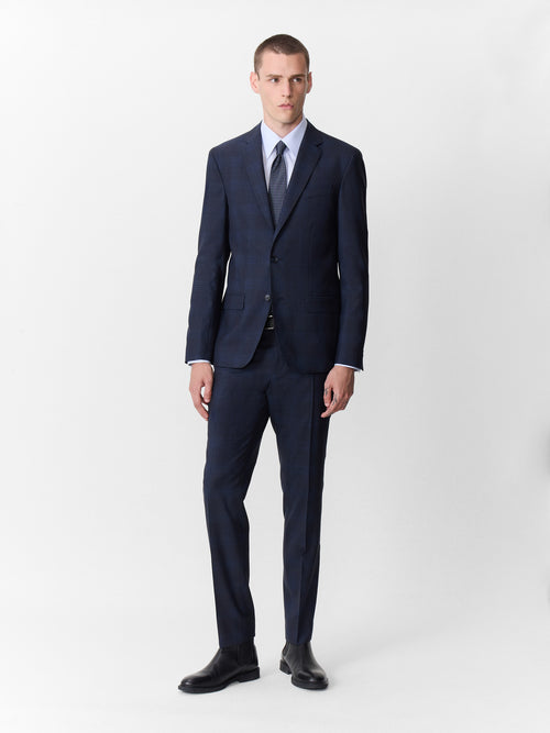 Costume 2 pièces regular en laine bleu marine Prince de Galles - 1 - Father & Sons   - 15 