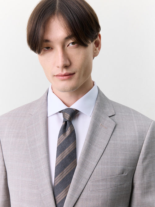 Costume 2 pièces slim en laine beige Prince de Galles - Father & Sons   - 3 