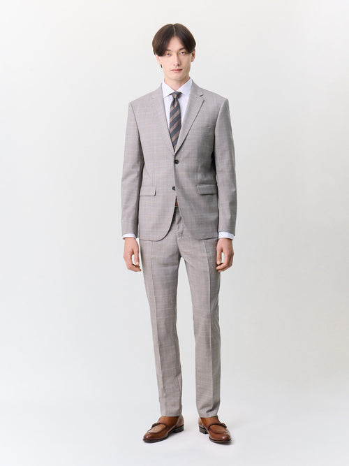 Costume 2 pièces slim en laine beige Prince de Galles - 1 - Father & Sons   - 12 