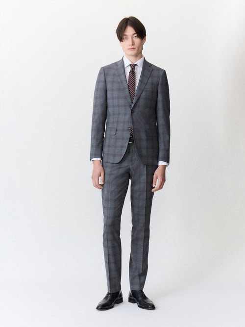 Costume 2 pièces slim en laine grise Prince de Galles - 1 - Father & Sons   - 16 