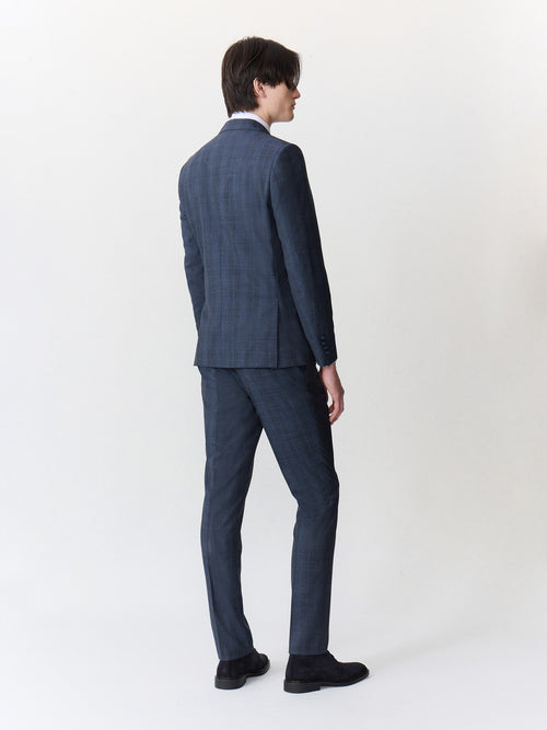 Costume 2 pièces slim en laine bleu marine Prince de Galles - 2 - Father & Sons   - 13 