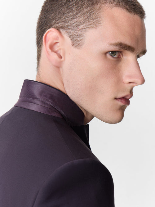 Costume 2 pièces slim en laine aubergine - Father & Sons   - 4 