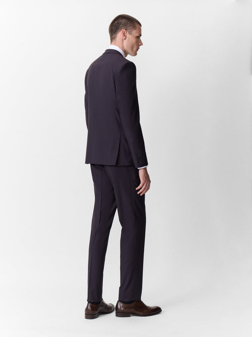 Costume 2 pièces slim en laine aubergine - 2 - Father & Sons   - 13 