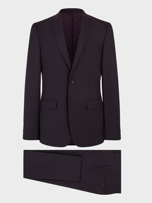Costume 2 pièces slim en laine aubergine - Father & Sons   - 7 