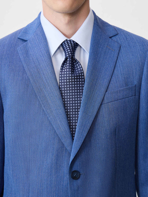 Costume 2 pièces slim en laine mélangée bleu azur - Father & Sons   - 4 