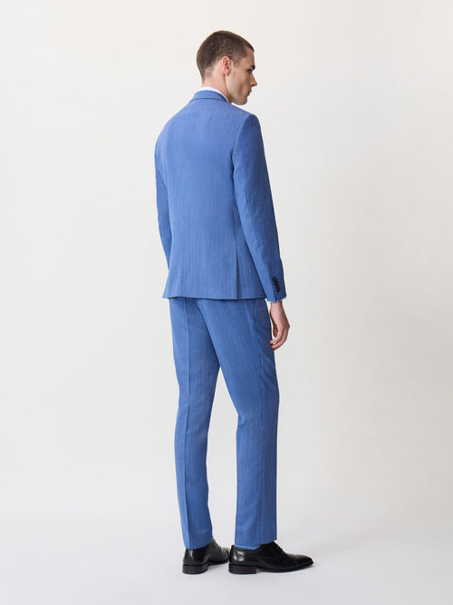 Costume 2 pièces slim en laine mélangée bleu azur - 2 - Father & Sons   - 6 