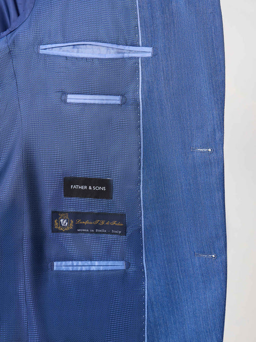 Costume 2 pièces slim en laine mélangée bleu azur - Father & Sons   - 6 