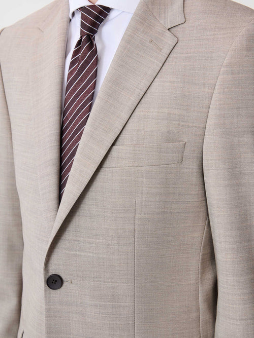 Costume 2 pièces slim en laine beige - Father & Sons   - 5 