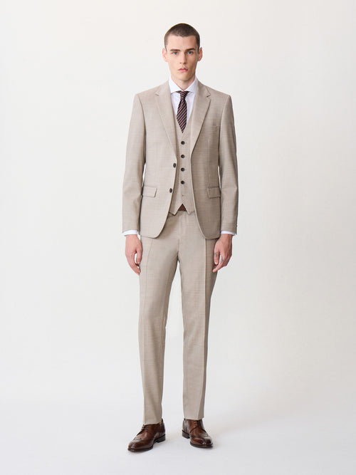 Costume 2 pièces slim en laine beige - 1 - Father & Sons   - 17 