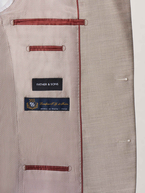 Costume 2 pièces slim en laine beige - Father & Sons   - 7 