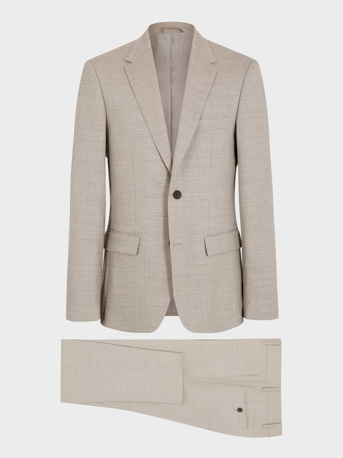 Costume 2 pièces slim en laine beige - Father & Sons   - 8 