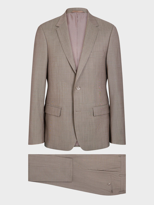 Costume 2 pièces slim en laine stretch beige - 1 - Father & Sons   - 3 