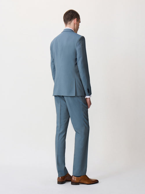 Costume 2 pièces slim en laine bleu céruléen - 2 - Father & Sons   - 9 