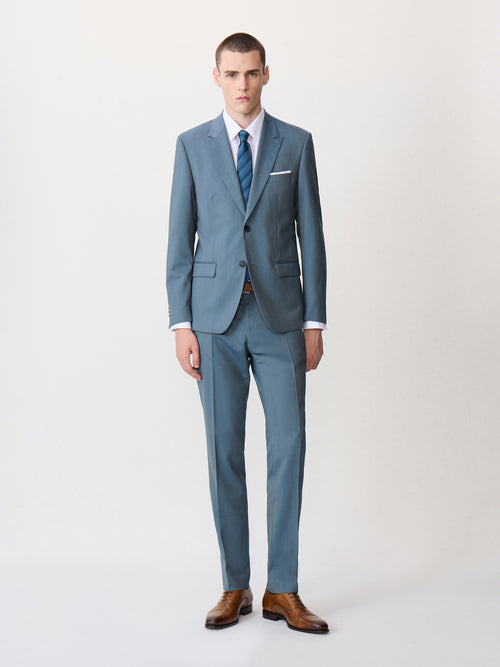 Costume 2 pièces slim en laine bleu céruléen - 1 - Father & Sons   - 9 