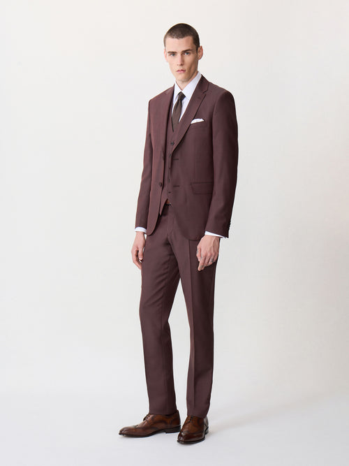 Costume 2 pièces slim en laine bordeaux - 1 - Father & Sons   - 11 