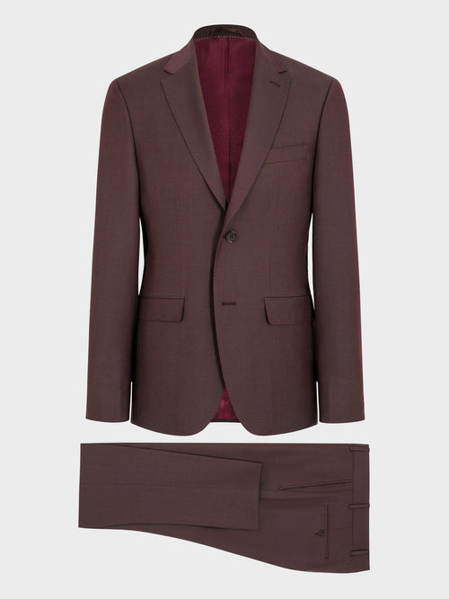 Costume 2 pièces slim en laine bordeaux - Father & Sons   - 7 
