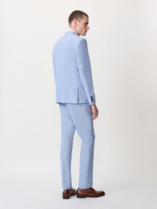 Costume 2 pièces slim en laine mélangée bleu ciel - 2 - Father & Sons   - 9 