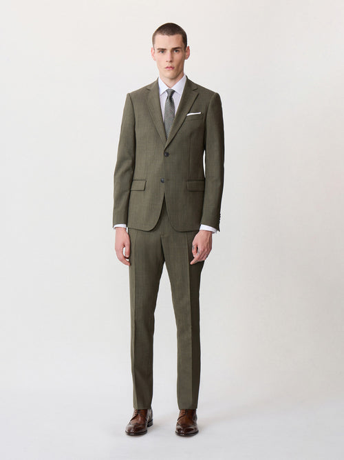 Costume 2 pièces slim en laine kaki - 1 - Father & Sons   - 19 